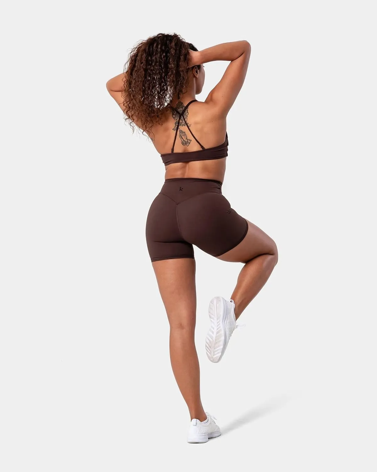 Kamo Fitness Serenity Shorts High Waisted 6" Inseam No Front Seam Thigh Friendly V Booty Seam Women's Biker Shorts