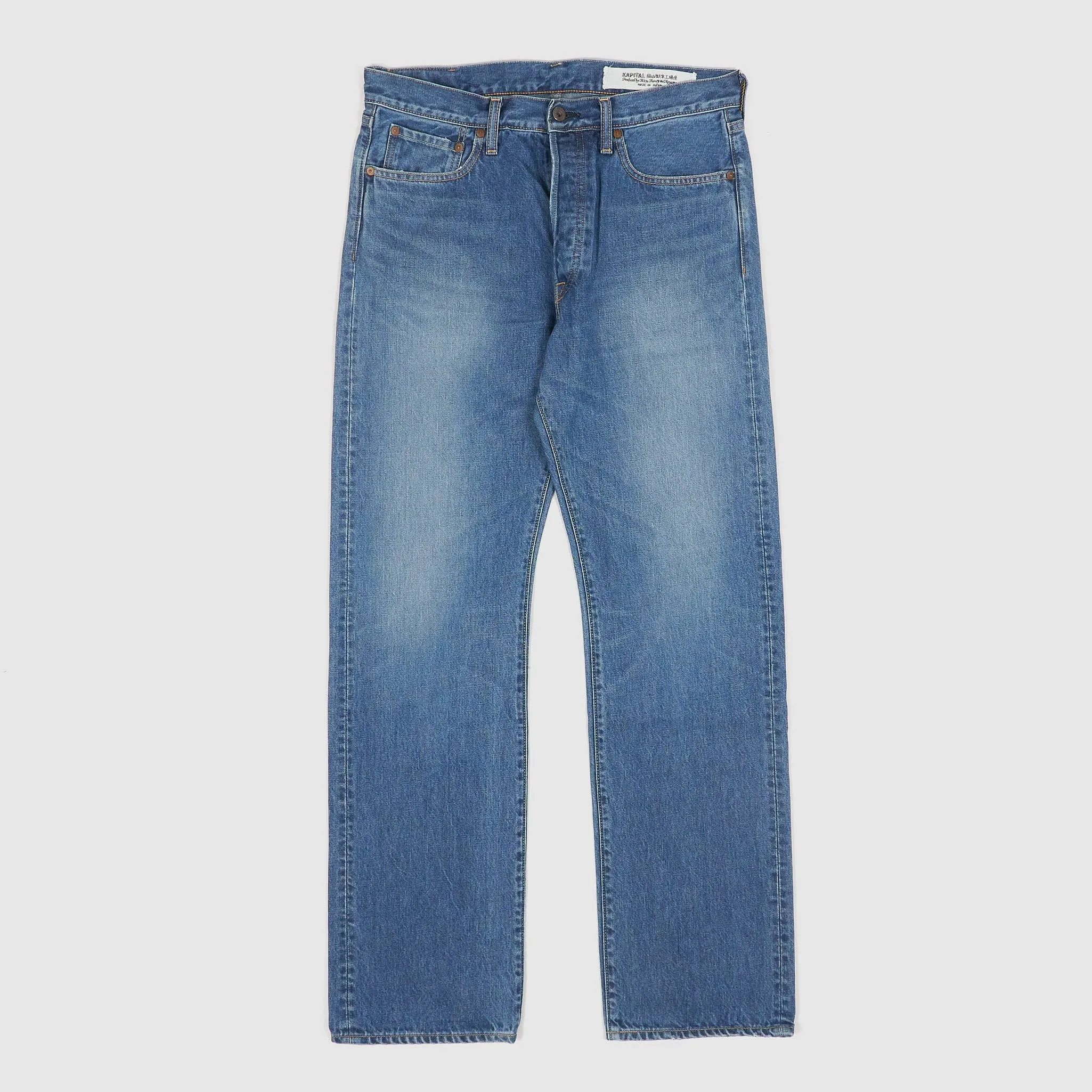 Kapital 5-Pocket 14oz Heavy Stone Wash Straight Leg Denim
