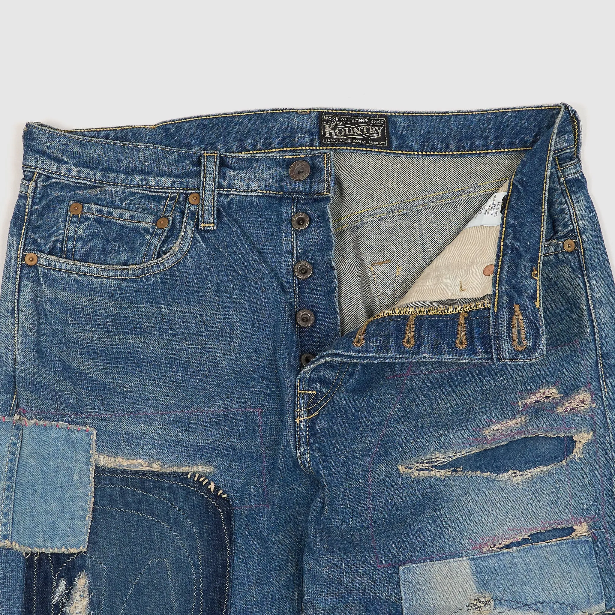Kapital 5-Pocket 14oz Monkey Cisco Patchwork Jeans
