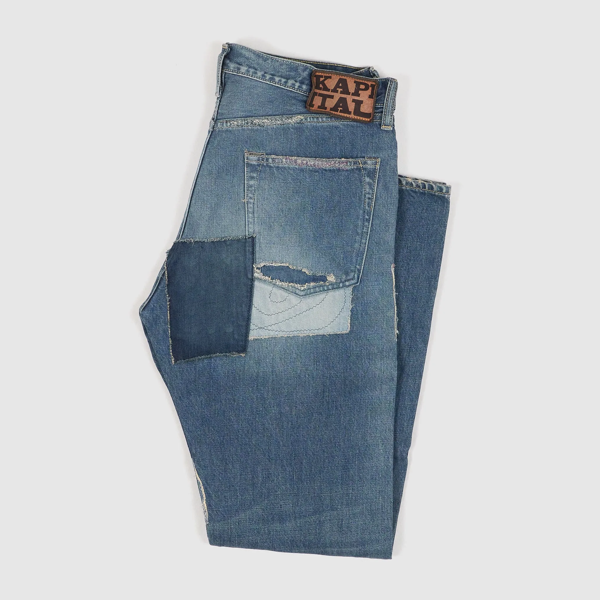 Kapital 5-Pocket 14oz Monkey Cisco Patchwork Jeans