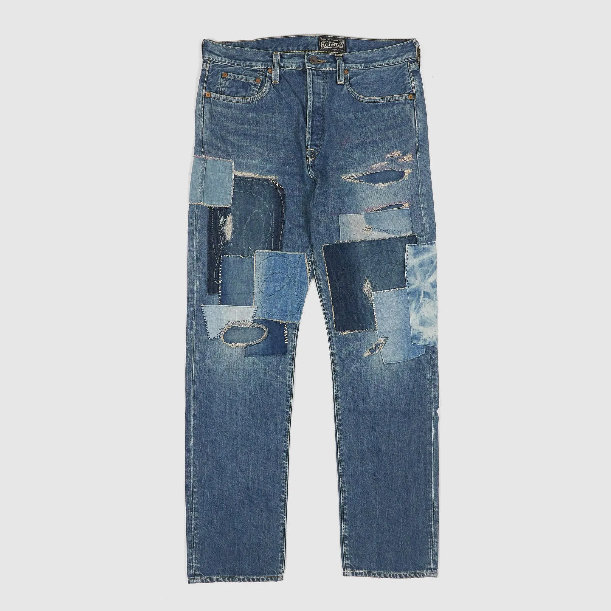 Kapital 5-Pocket 14oz Monkey Cisco Patchwork Jeans