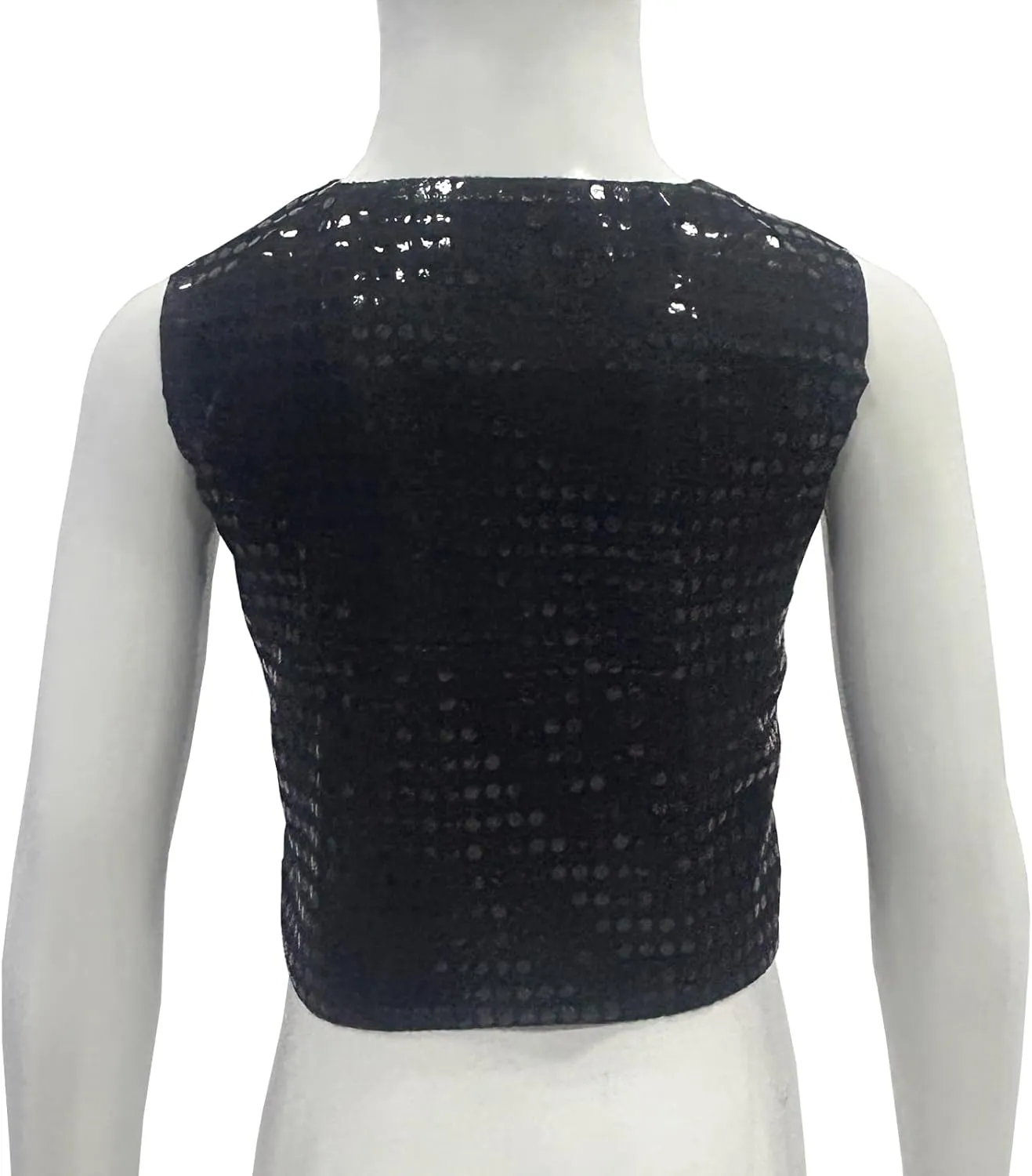 Kids Boys Girls Sequined Dance Hip Hop Performance Party Costume Vests Jacket Waistcoat