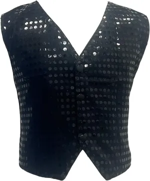 Kids Boys Girls Sequined Dance Hip Hop Performance Party Costume Vests Jacket Waistcoat