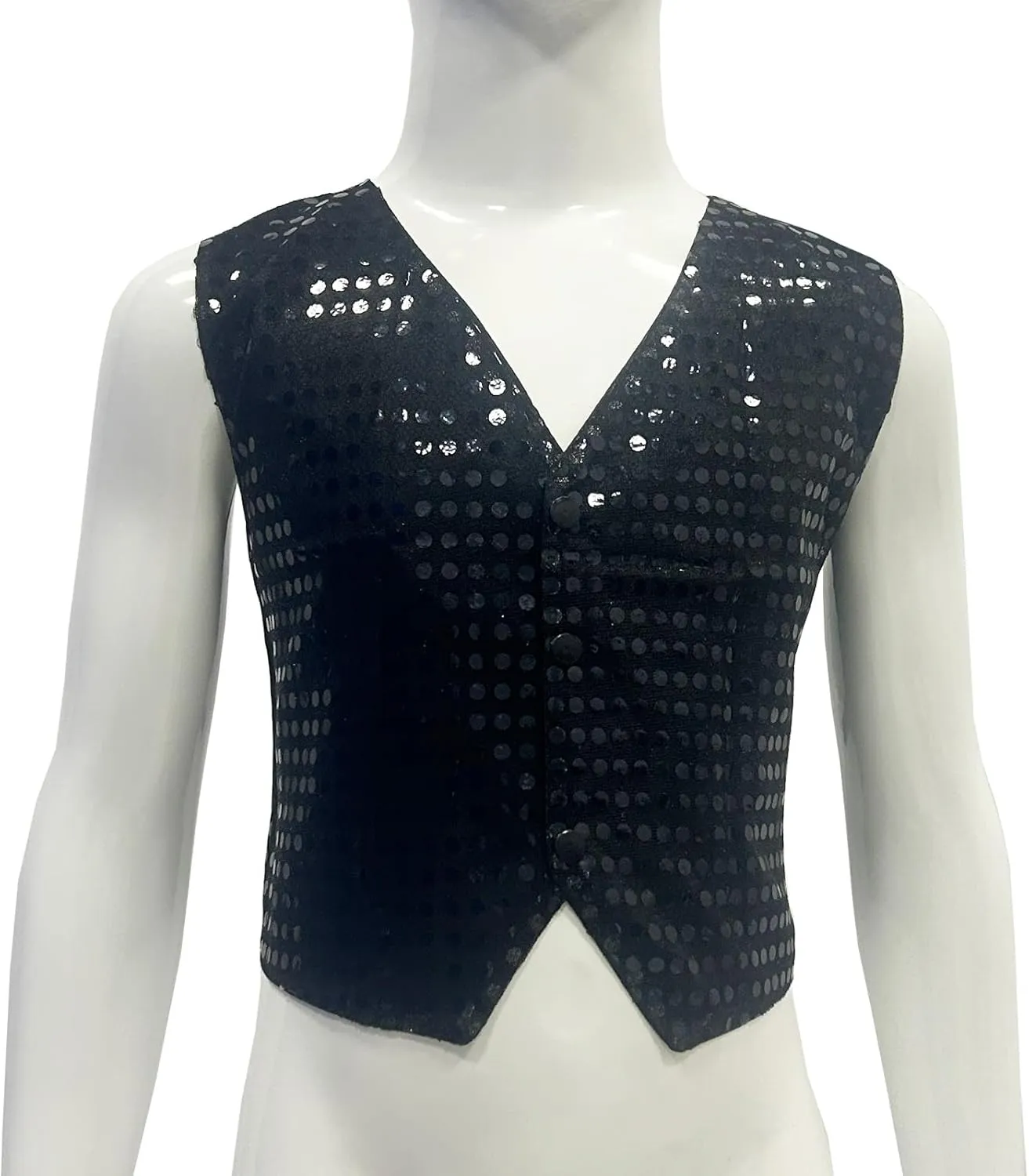 Kids Boys Girls Sequined Dance Hip Hop Performance Party Costume Vests Jacket Waistcoat