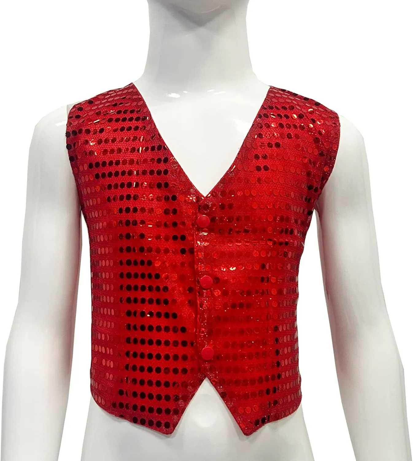 Kids Boys Girls Sequined Dance Hip Hop Performance Party Costume Vests Jacket Waistcoat
