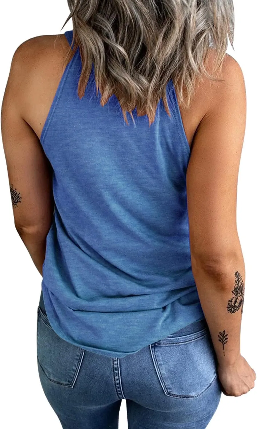 KINLONSAIR Women's Summer Sleeveless Halter Tee Shirts Crew Neck Workout Tank Tops Casual Plain Cami Shirts