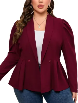 KOJOOIN Womens Plus Size Business Casual Blazers for Work Long Sleeve Shawl Lapel Knit Blazer Suit Jackets