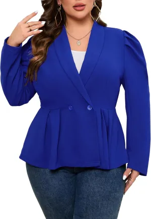 KOJOOIN Womens Plus Size Business Casual Blazers for Work Long Sleeve Shawl Lapel Knit Blazer Suit Jackets