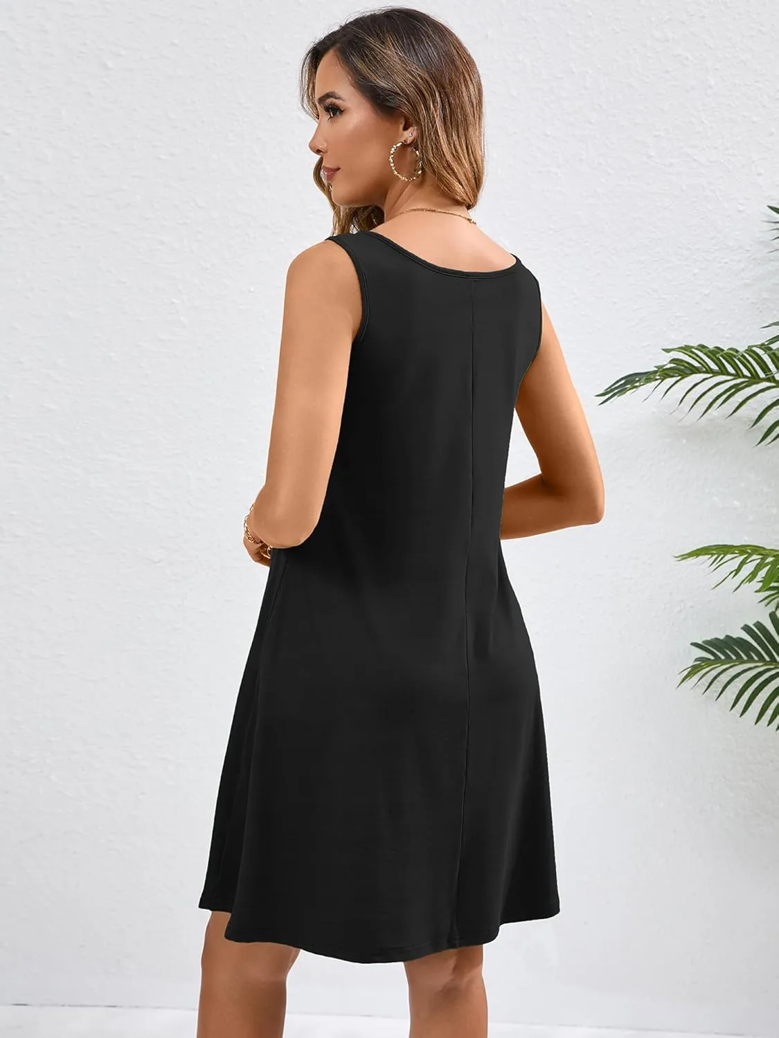 KORSIS Summer Dresses for Women Casual T Shirt Tank Dresses Sleeveless Swing Flowy Ladies Beach Vacation Sundress with Pocket