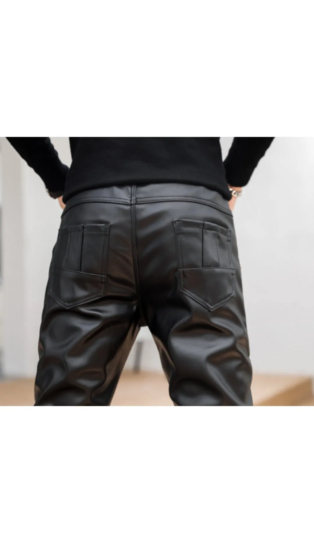 Kurdino  - Black Pu-Leather Pant’s for Men