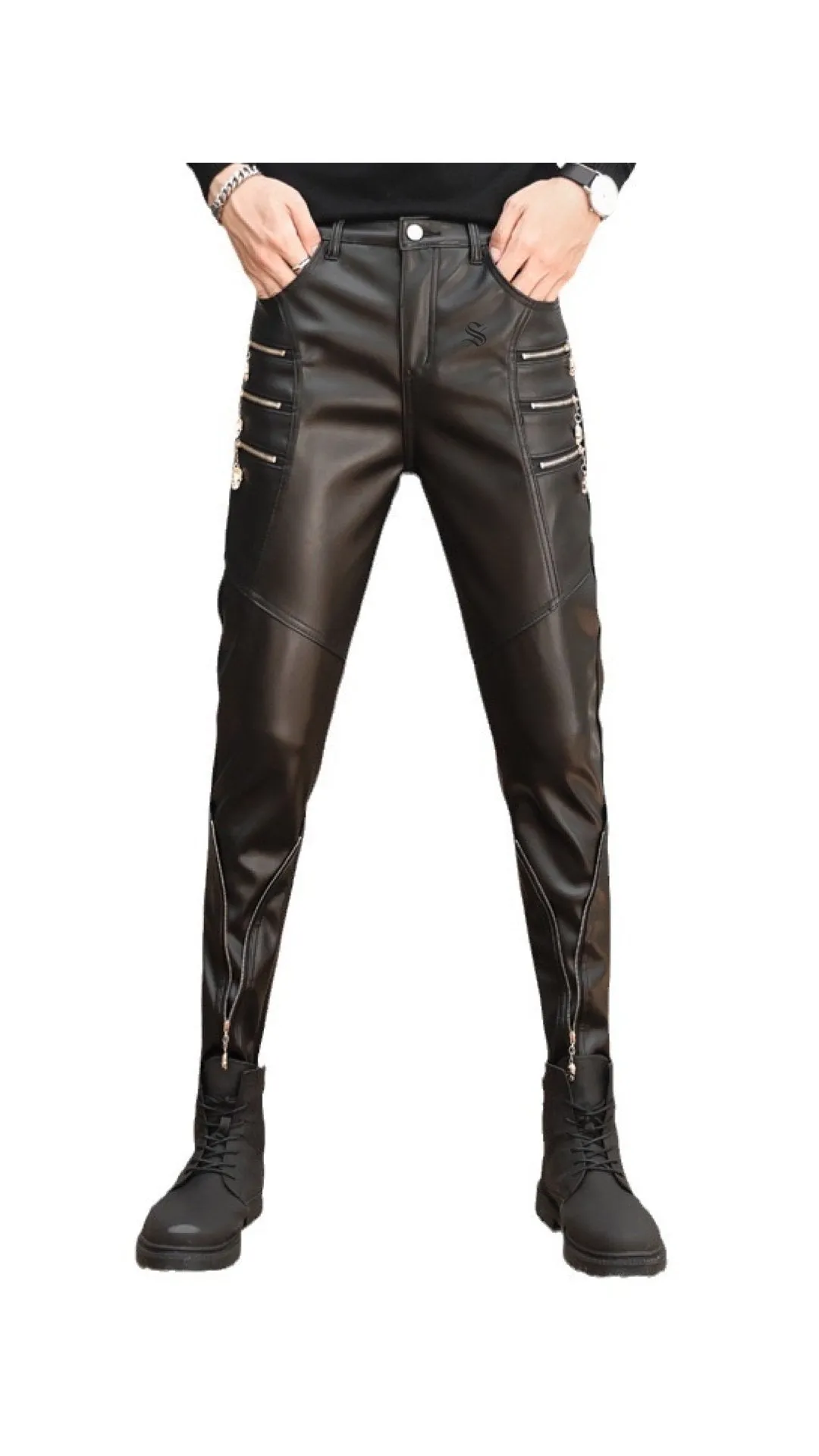 Kurdino  - Black Pu-Leather Pant’s for Men