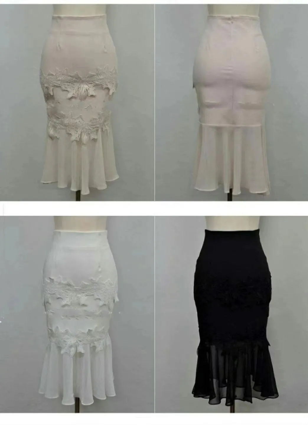 Lacey Frills Midi Chiffon Mermaid Skirt