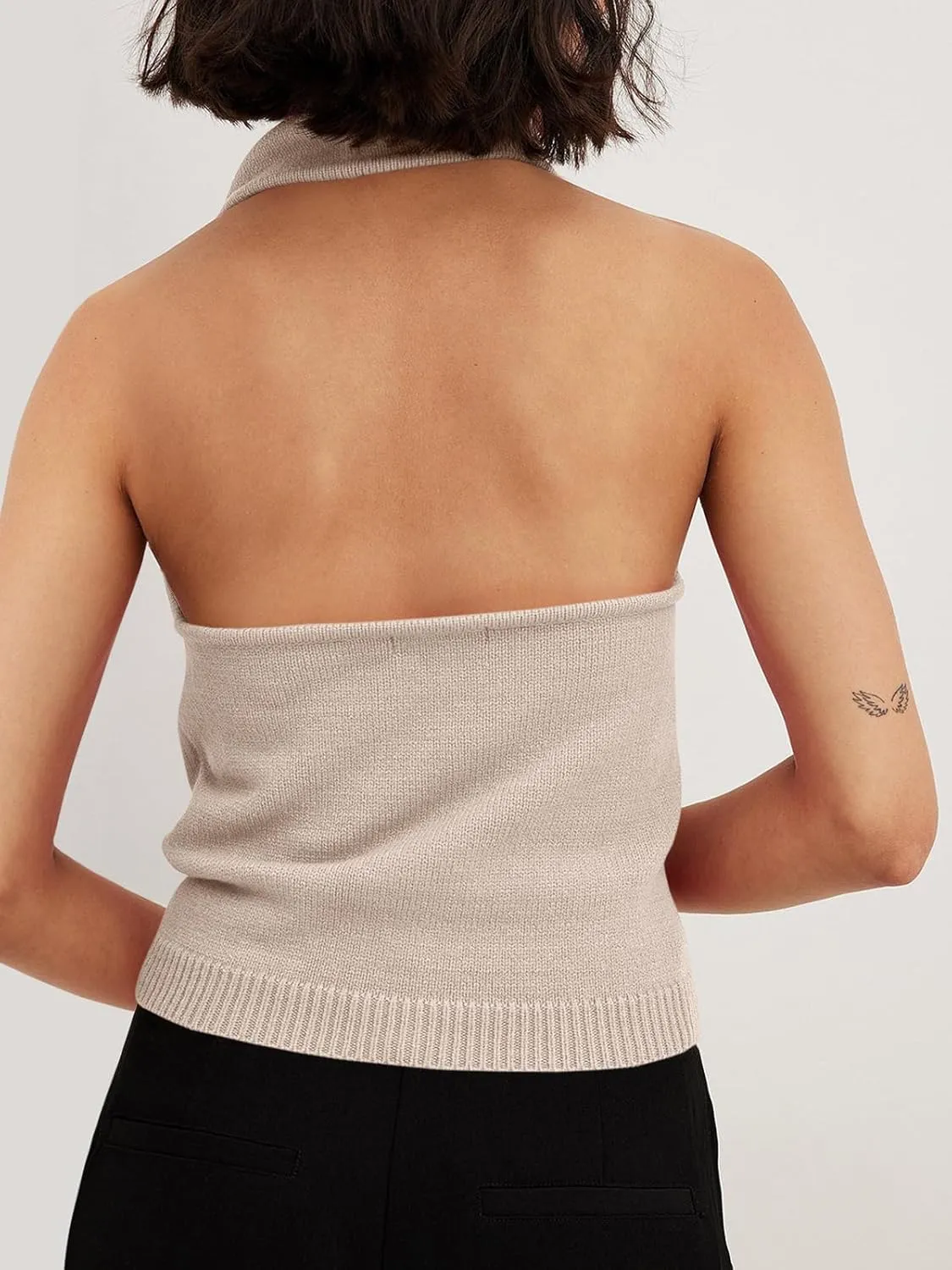 Langwyqu Womens Turtleneck Sweater Vests Sleeveless Knit Halter Tank Tops Sexy Loose Cami Shirts