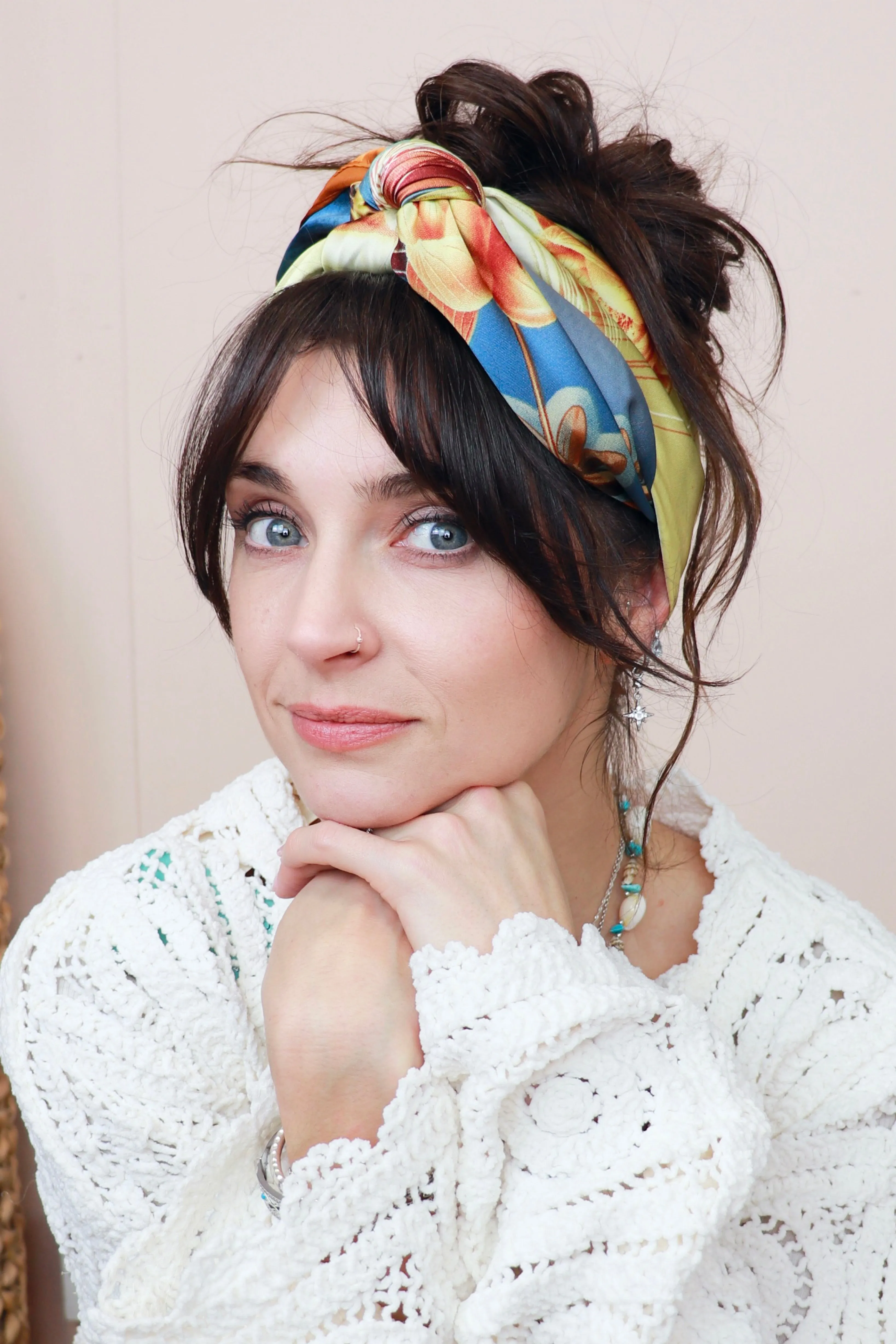 Large floral silky scarf