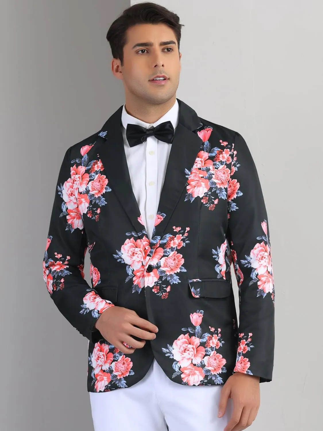 Lars Amadeus Floral Sport Coats for Men's Slim Fit Party Prom Flower Printed Blazers