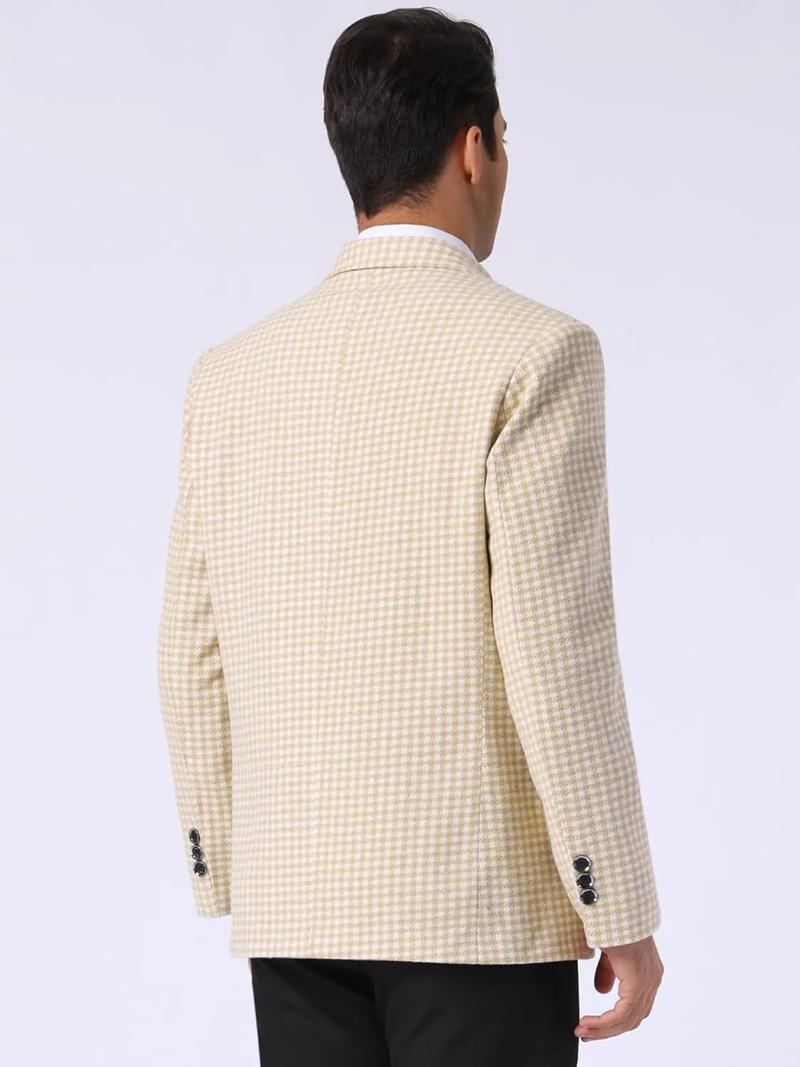 Lars Amadeus Houndstooth Blazer for Men's Classic Fit Business Two Button Plaid Sports Coat
