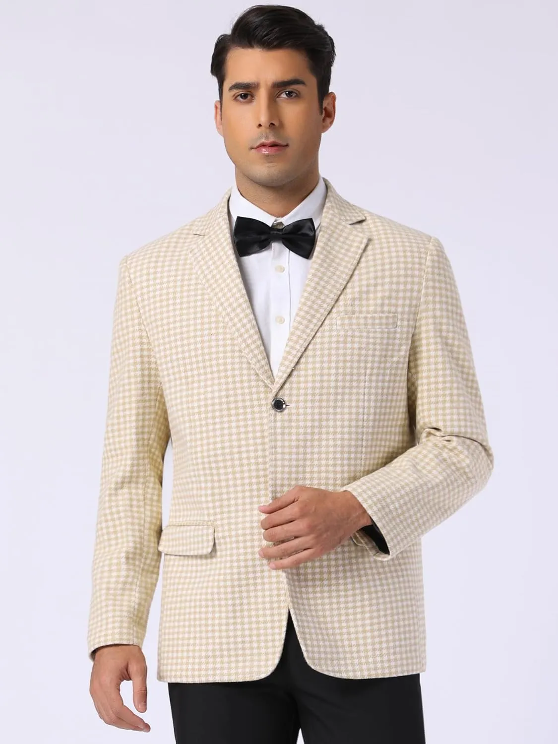 Lars Amadeus Houndstooth Blazer for Men's Classic Fit Business Two Button Plaid Sports Coat