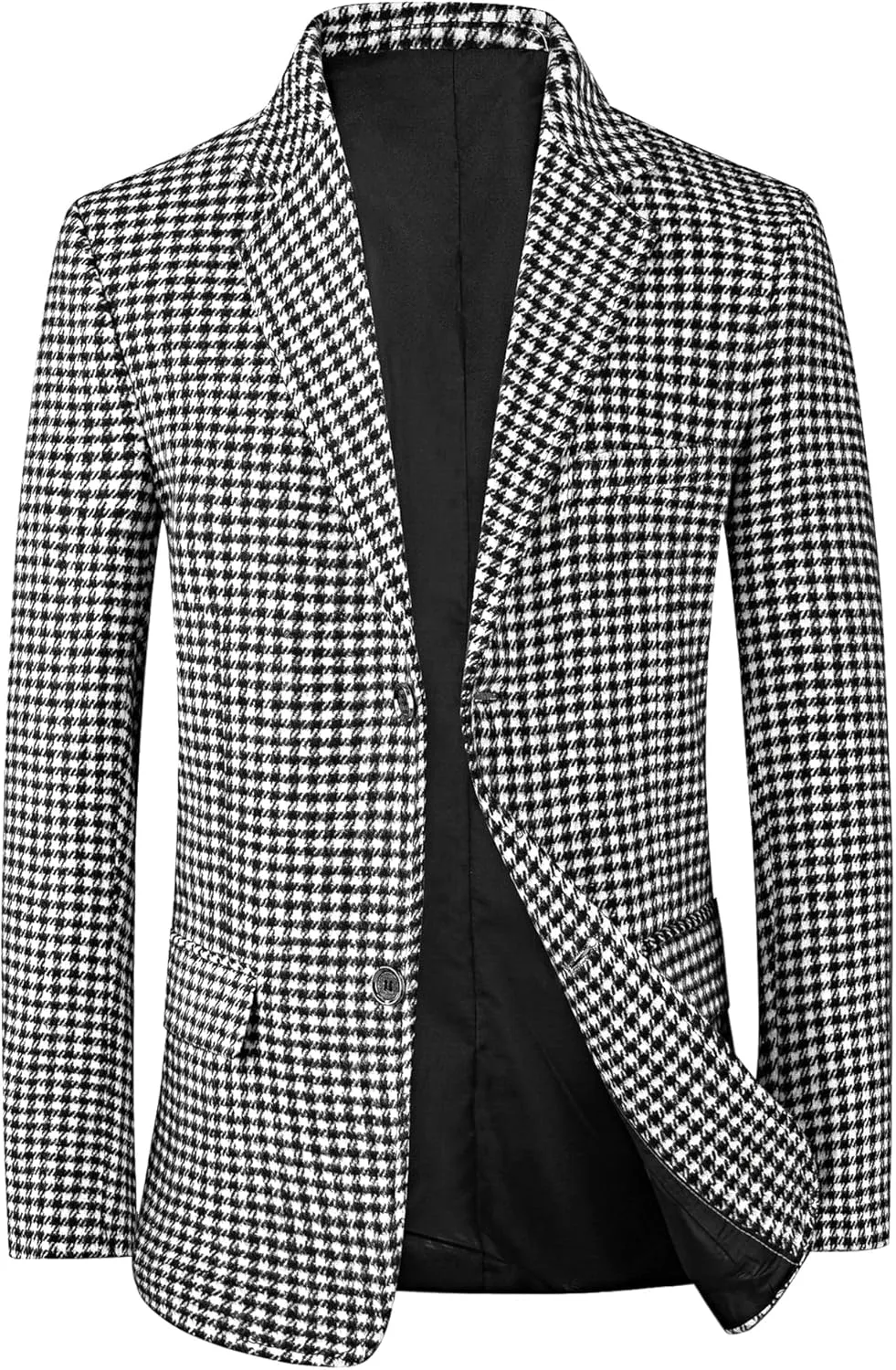 Lars Amadeus Houndstooth Blazer for Men's Classic Fit Business Two Button Plaid Sports Coat