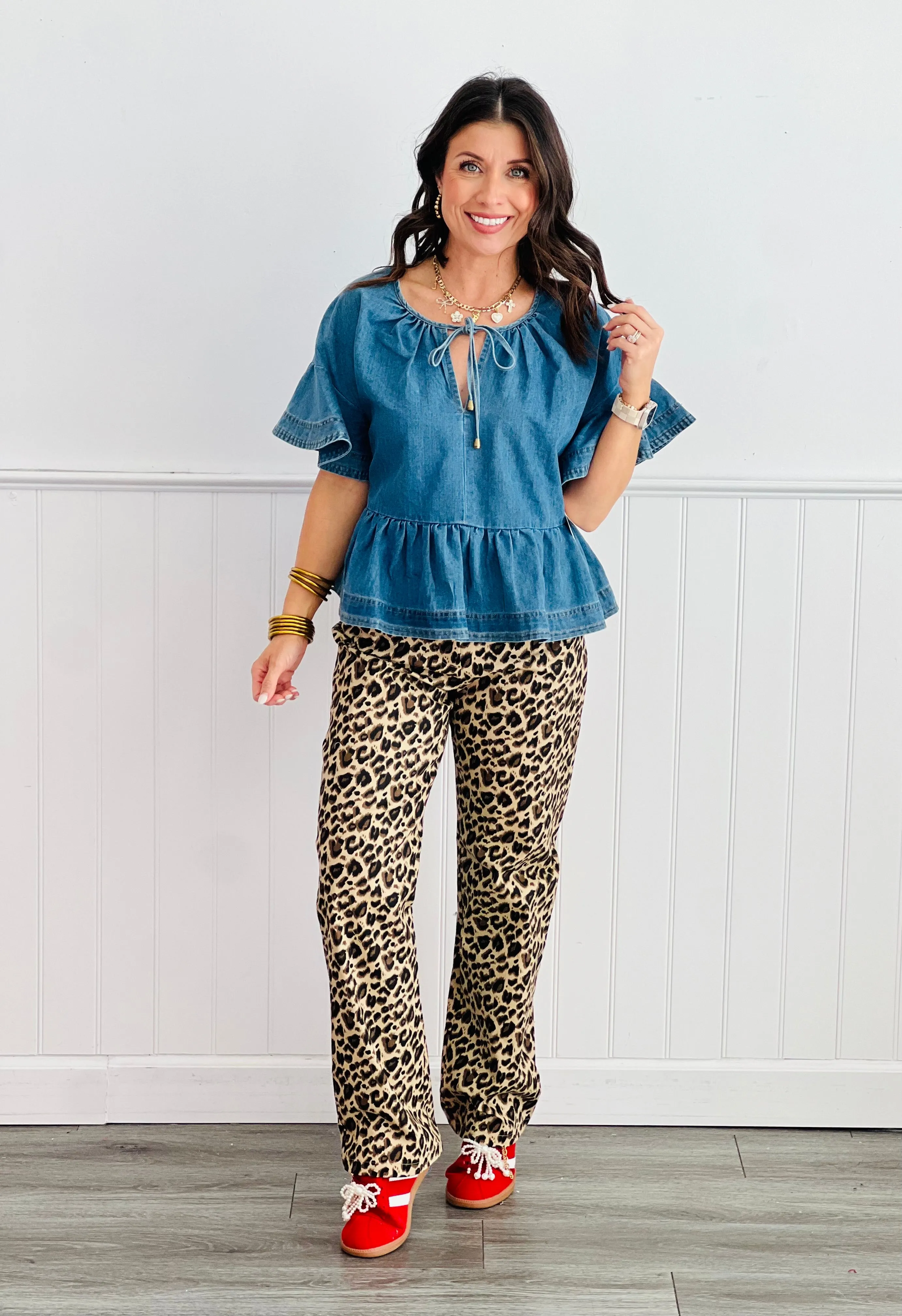 Leopard Pocket Straight Pants (Reg.)