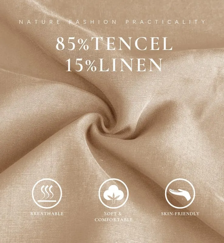 Les umes Women Linen Pants Summer Wide Leg Capri Pants High Waist Loose Cropped Lounge Trousers Culottes