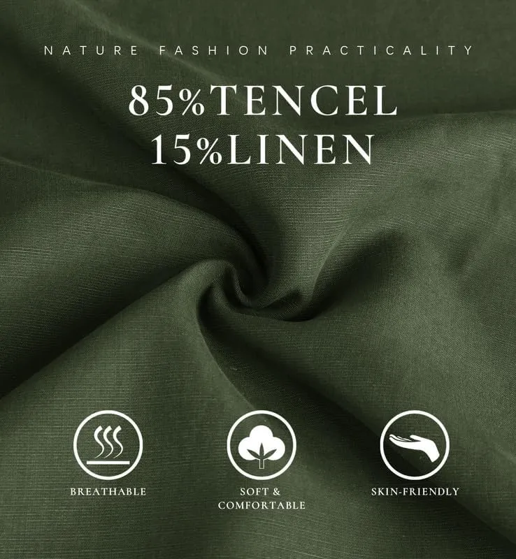 Les umes Women Linen Pants Summer Wide Leg Capri Pants High Waist Loose Cropped Lounge Trousers Culottes