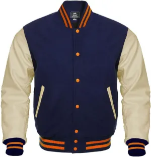 Letterman Baseball Varsity Jackets Genuine Leather Sleeves Multi wool colors