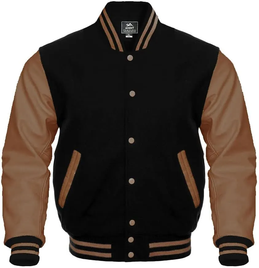 Letterman Baseball Varsity Jackets Genuine Leather Sleeves Multi wool colors