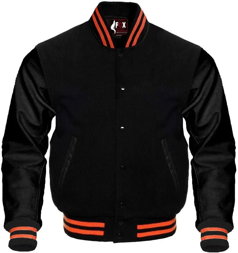 Letterman Baseball Varsity Jackets Genuine Leather Sleeves Multi wool colors