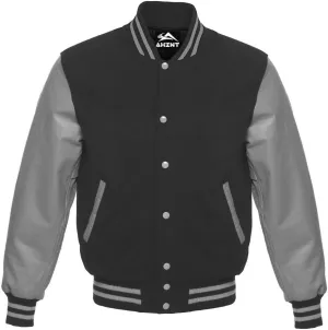 Letterman Varsity Baseball Bomber School College University Jackets Genuine Red Leather Sleeves Black Wool