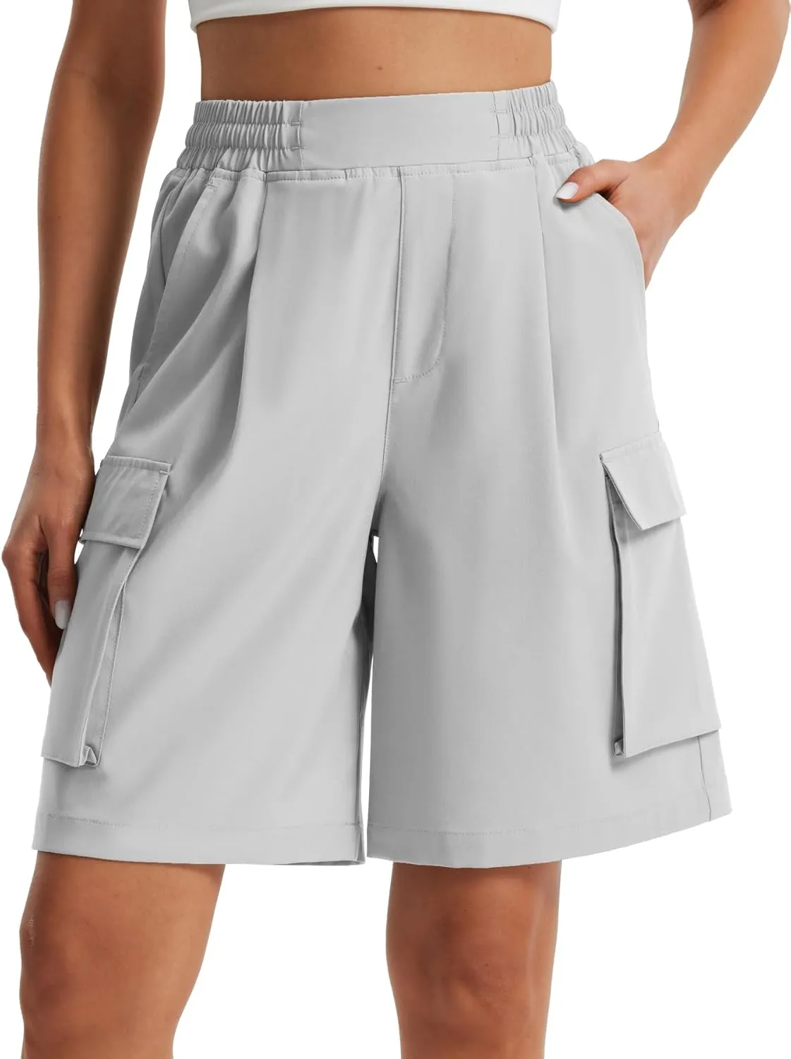 Libin Women's Hiking Cargo Shorts Wide Leg Bermuda Shorts Knee Length Lightweight Quick Dry Casual Short for Summer Travel