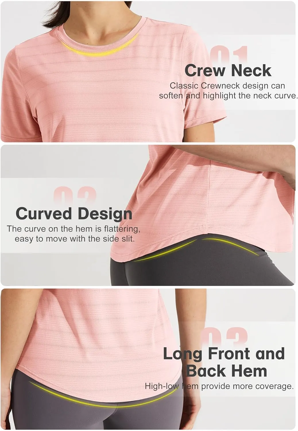Libin Women's Workout T Shirts Short Sleeve Gym Running Athletic Tops Quick Dry Crewneck Yoga Shirts