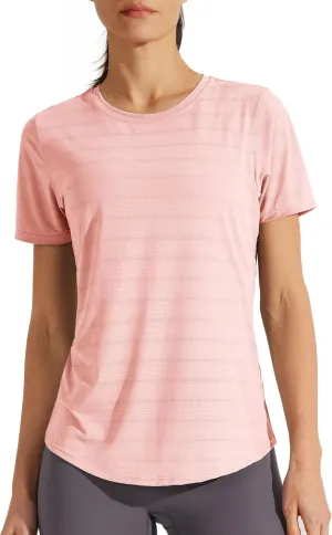 Libin Women's Workout T Shirts Short Sleeve Gym Running Athletic Tops Quick Dry Crewneck Yoga Shirts