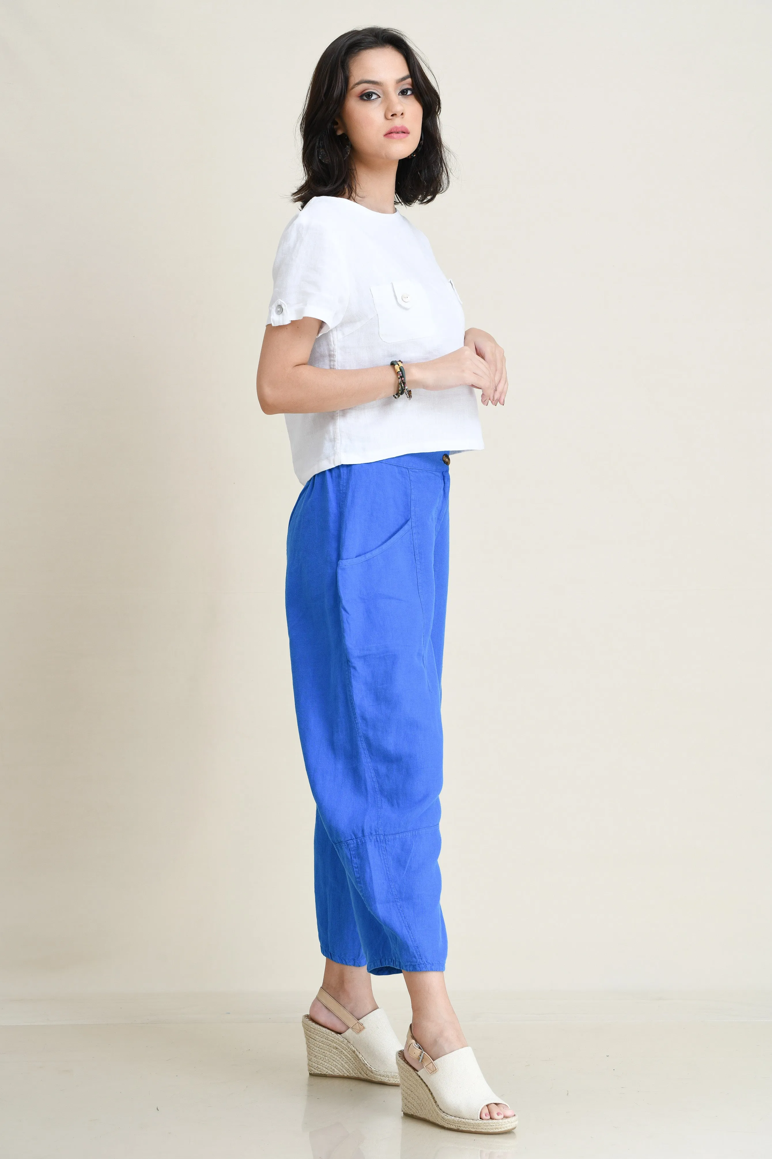 LINEN LANTERN PANTS-MID-RISE