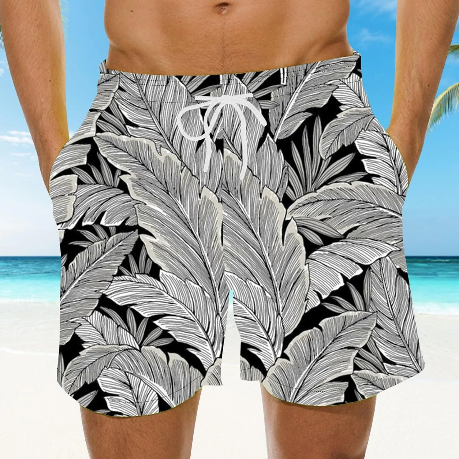 Linen Short Leisure and Fitness Sports Plus Size Five Quick Drying Beach Pants Shorts Green Mens Shorts Mens Swim