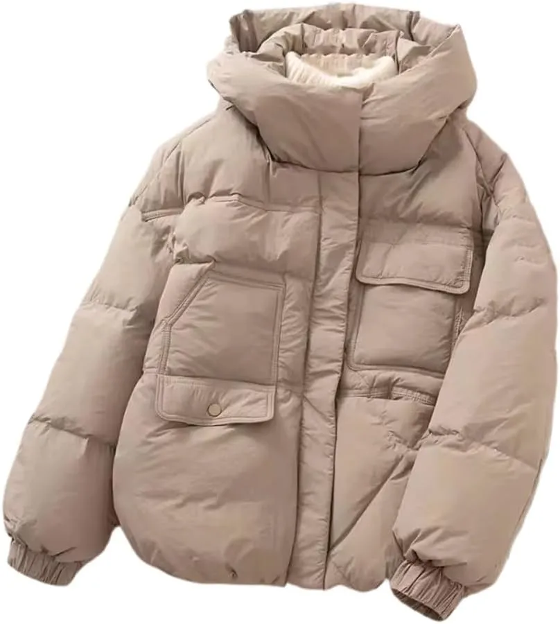 LIXINGHEITANG Women's short -padded winter coats, loose thickened cotton-padded jackets, women's autumn and coats