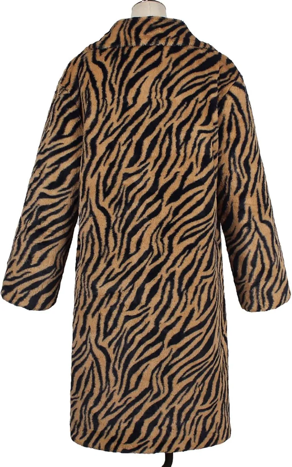 Lmdudan Womens 2024 Winter Faux Fur Coat Leopard Print Fleece Long Jacket Retro Lapel Warm Overcoat Plus Size Trench Coats