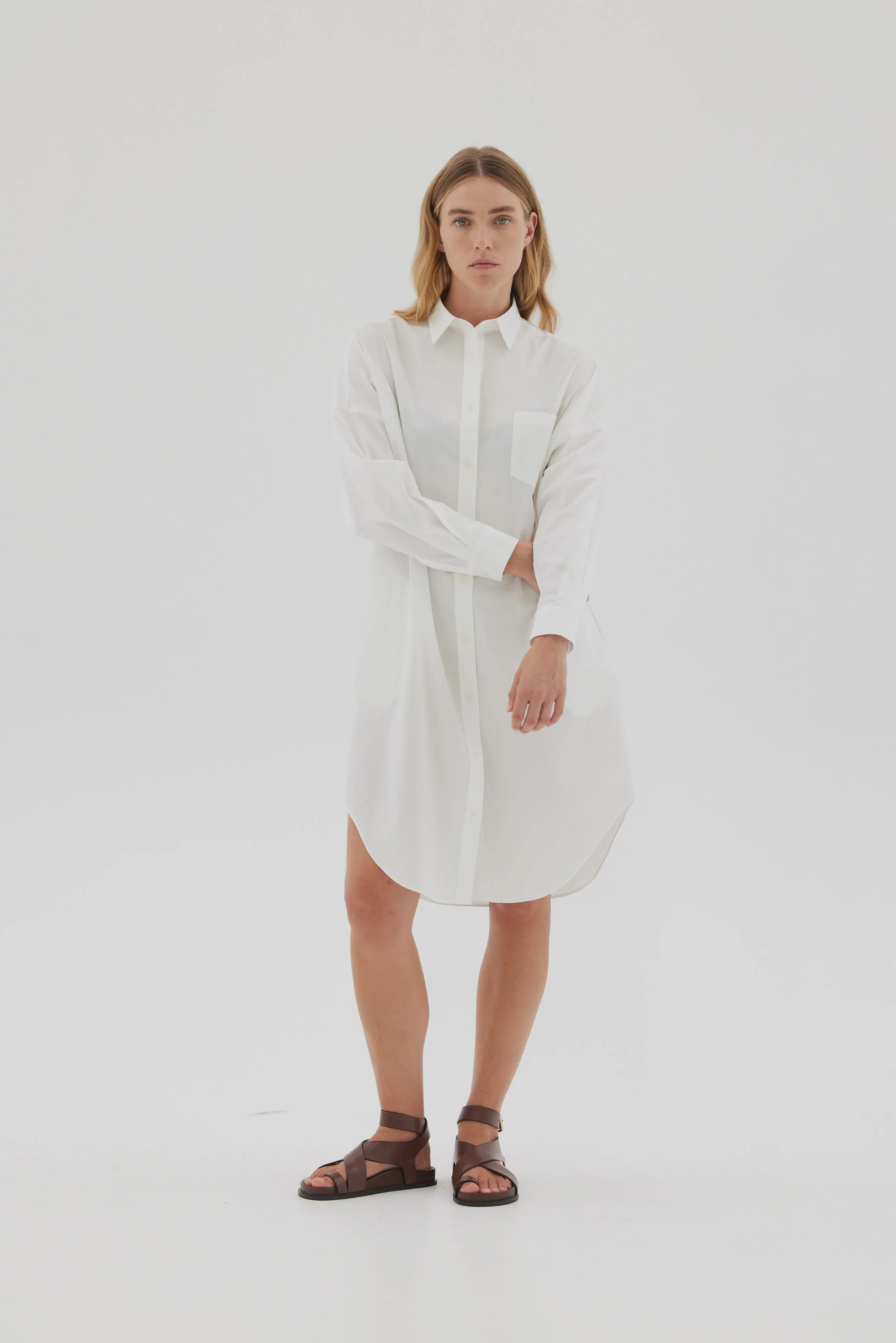 LMND Chiara Shirt Dress Classic in White