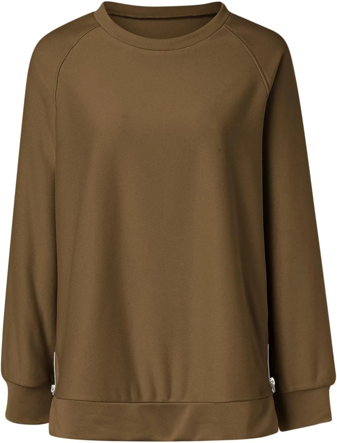 Long Sleeve Shirts for Women Oversized Sweatshirt Crewneck Tunic Pollover Shirts Side Zipper Hoodie Sweater 2024 Fall Clothes