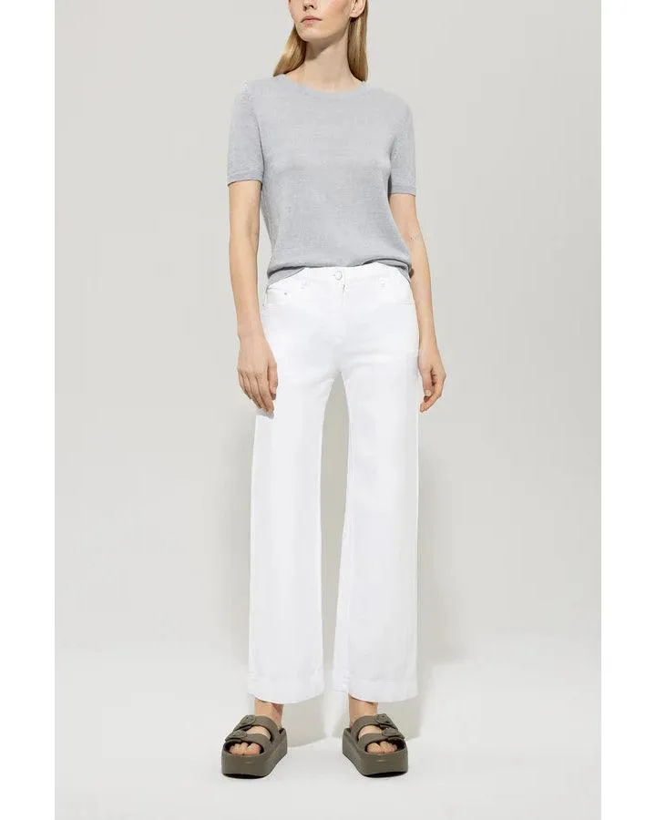 Luisa Cerano White Straight Wide Leg Stretch Jeans