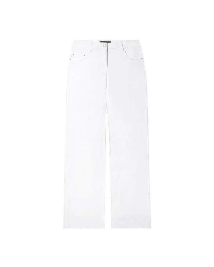 Luisa Cerano White Straight Wide Leg Stretch Jeans