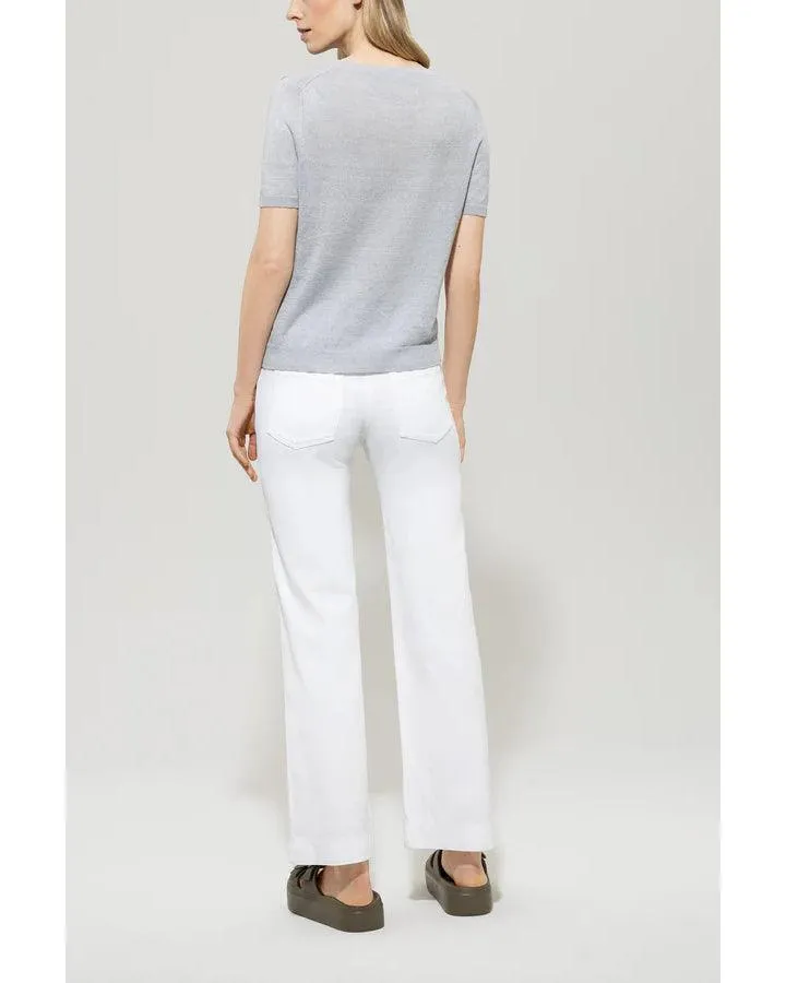 Luisa Cerano White Straight Wide Leg Stretch Jeans