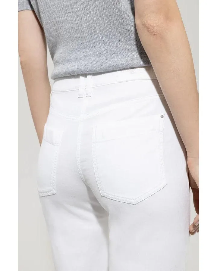 Luisa Cerano White Straight Wide Leg Stretch Jeans