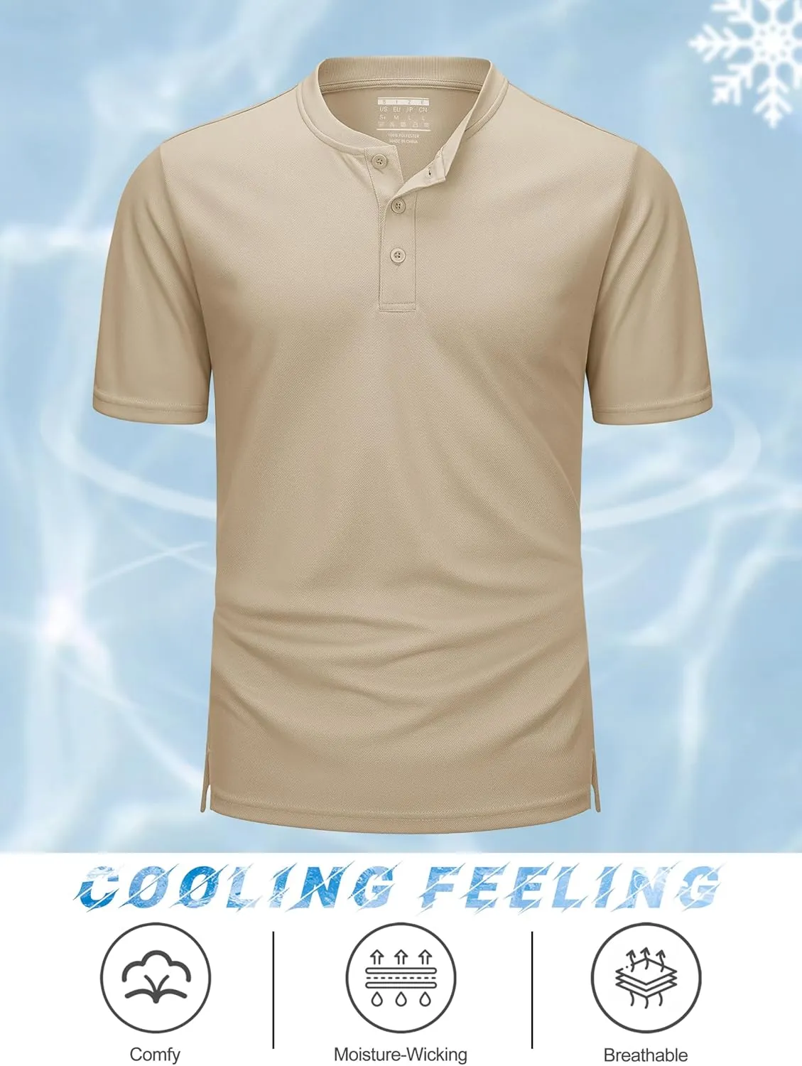 MAGCOMSEN Men's Henley Shirts Short Sleeve Casual Collarless Shirt Quick Dry Summer T-Shirts Golf Workout Tops