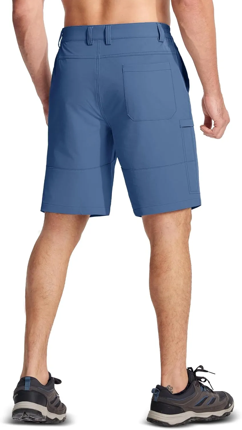 MAGCOMSEN Men's Hiking Cargo Shorts Quick Dry Lightweight 9" Golf Shorts Summer Casual Work Outdoor with 5 Zipper Pockets