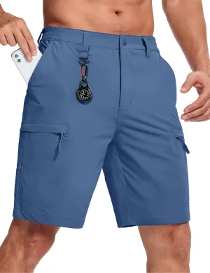 MAGCOMSEN Men's Hiking Cargo Shorts Quick Dry Lightweight 9" Golf Shorts Summer Casual Work Outdoor with 5 Zipper Pockets