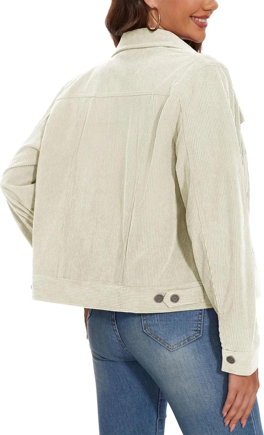MAGCOMSEN Women's Corduroy Jackets Spring Jackets Soft Warm Button Down Shacket Long Sleeve Fall Outerwear with Pockets