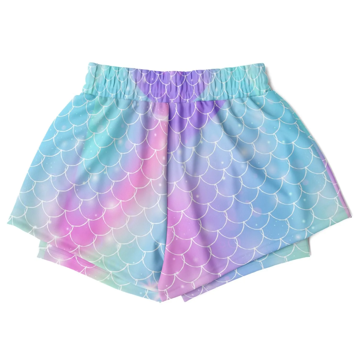 Magical 2-in-1 Unicorn Mermaid running shorts with phone pocket!