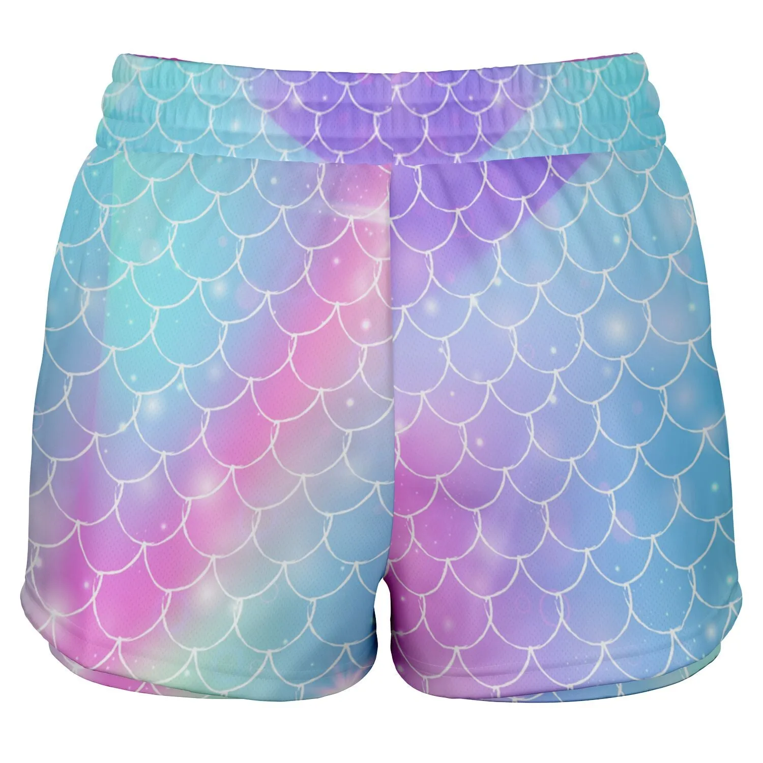 Magical 2-in-1 Unicorn Mermaid running shorts with phone pocket!