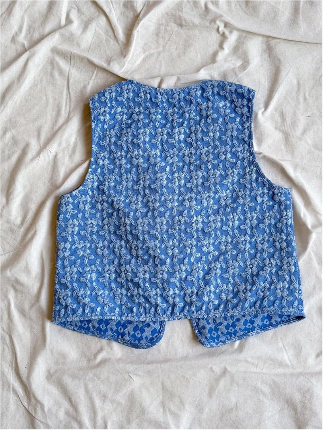 MakeMeChic Women's Floral Print Tie Front Vest Outerwear Sleeveless V Neck Boho Vests