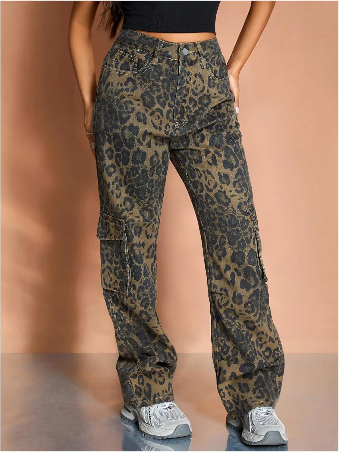 MakeMeChic Women's High Waist Denim Pants Bow Wide Leg Baggy Y2K Jeans Trousers with Pocket